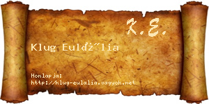 Klug Eulália névjegykártya